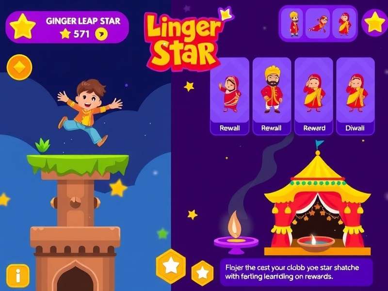 Ginger Leap Star gameplay screenshot showing character jumping between platforms