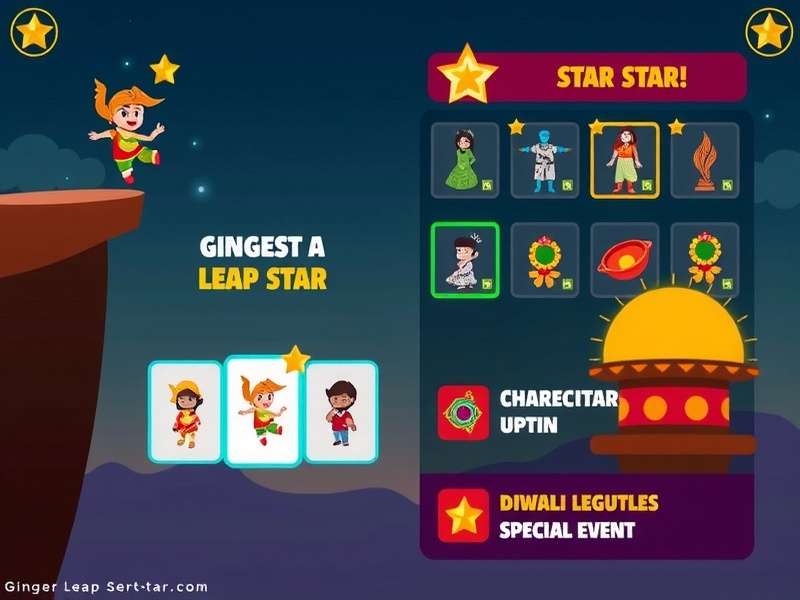 Ginger Leap Star character customization options showing Indian-themed outfits